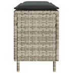 Light grey synthetic rattan garden bench with cushion 110x30x40.5cm