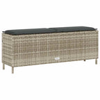 Light grey synthetic rattan garden bench with cushion 110x30x40.5cm