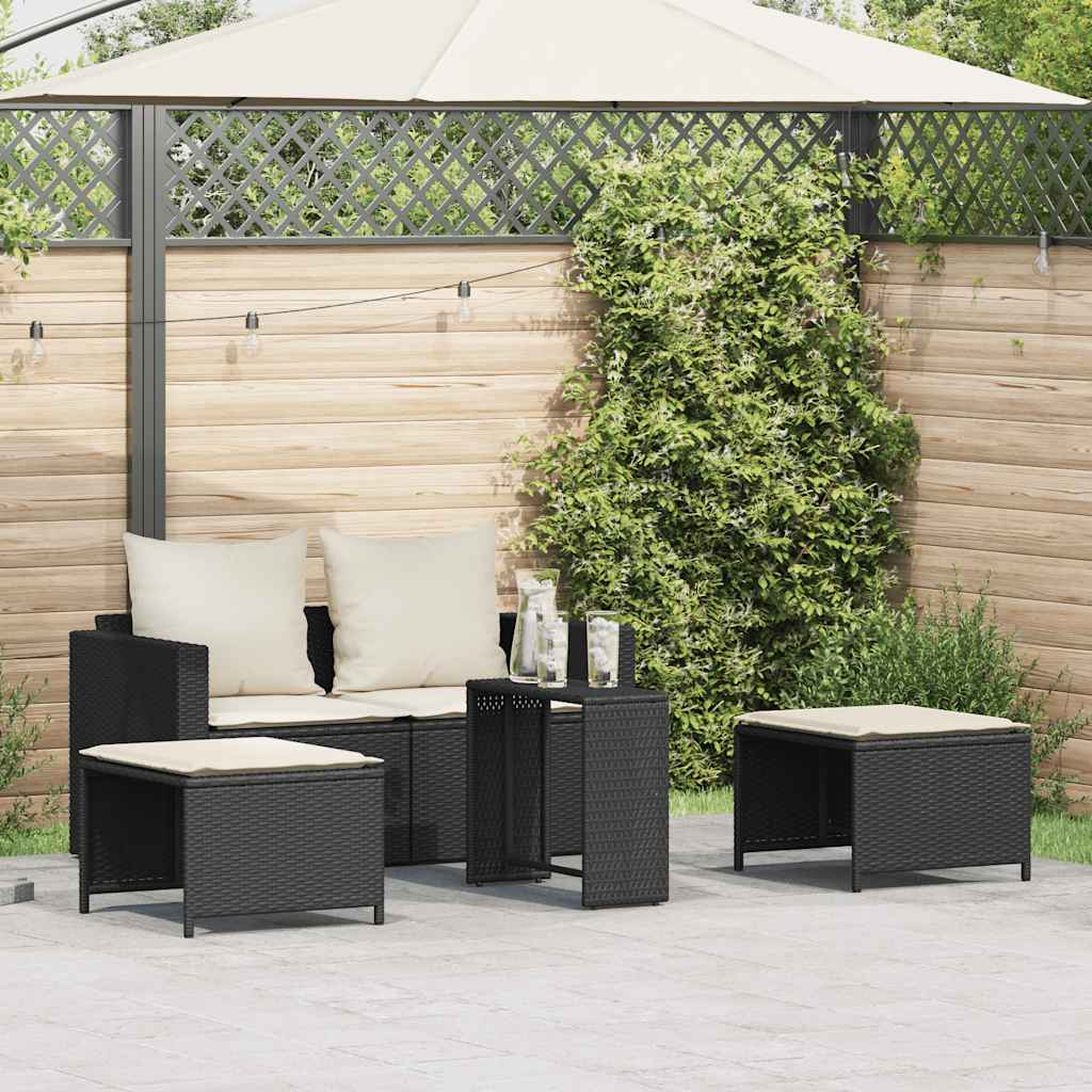 Conjunto de mobiliário de jardim 5 peças e almofadas empilháveis cinzento