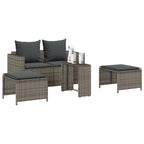 Set de muebles de jardín 5 pzas y cojines apilables gris