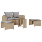 Set de muebles de jardín con cojines apilables 5 pzas beige