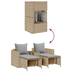 Set de muebles de jardín con cojines apilables 5 pzas beige