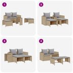 Set de muebles de jardín con cojines apilables 5 pzas beige