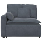 Sofá modular con reposabrazos y cojines gris oscuro 100 cm
