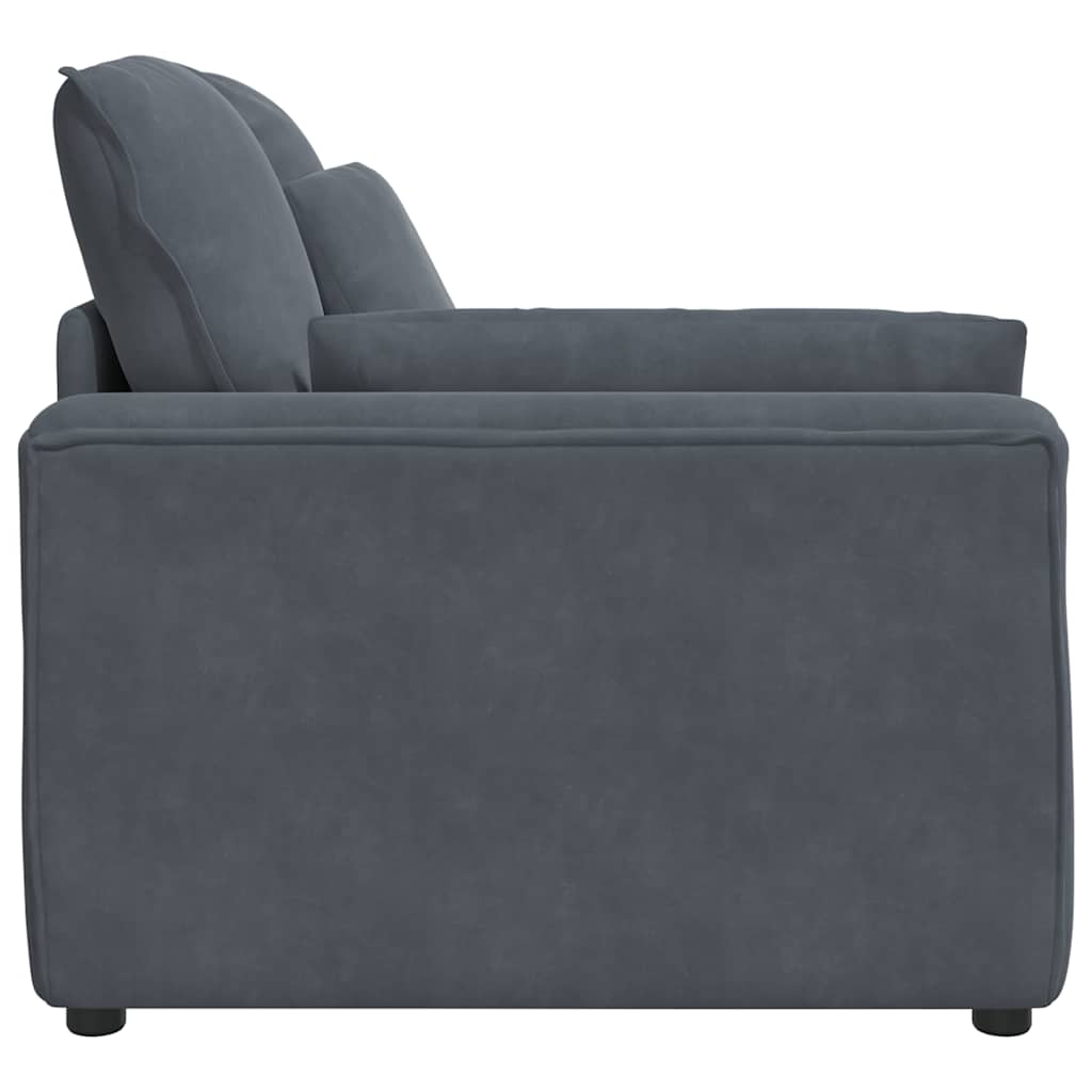 Sofá modular con reposabrazos y cojines gris oscuro 100 cm