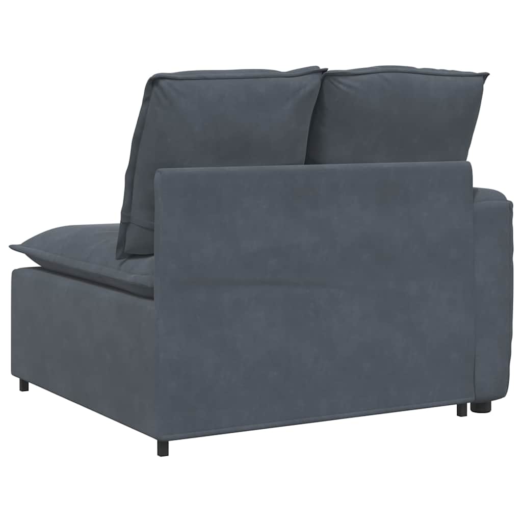 Sofá modular con reposabrazos y cojines gris oscuro 100 cm