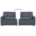 Sofá modular con reposabrazos y cojines gris oscuro 100 cm