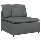 Sofá modular con módulo central y cojines gris oscuro 100 cm