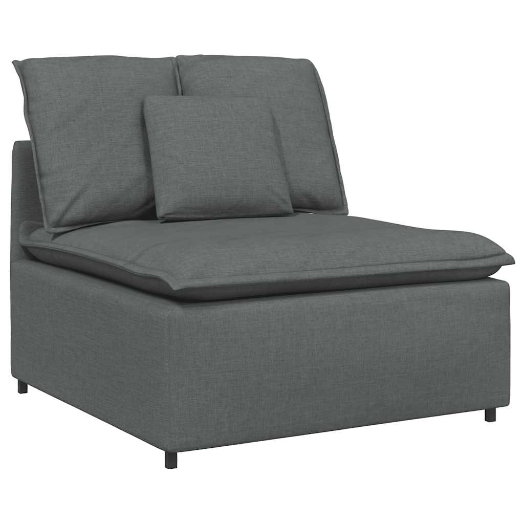 Sofá modular con módulo central y cojines gris oscuro 100 cm