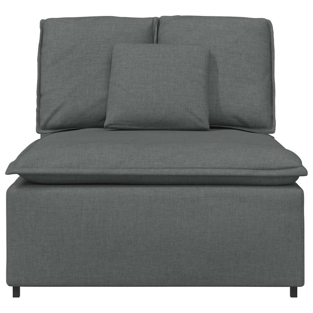 Sofá modular con módulo central y cojines gris oscuro 100 cm