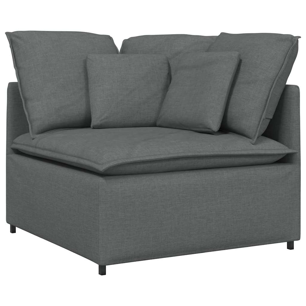 Sofá modular de esquina con cojines gris oscuro 100 cm