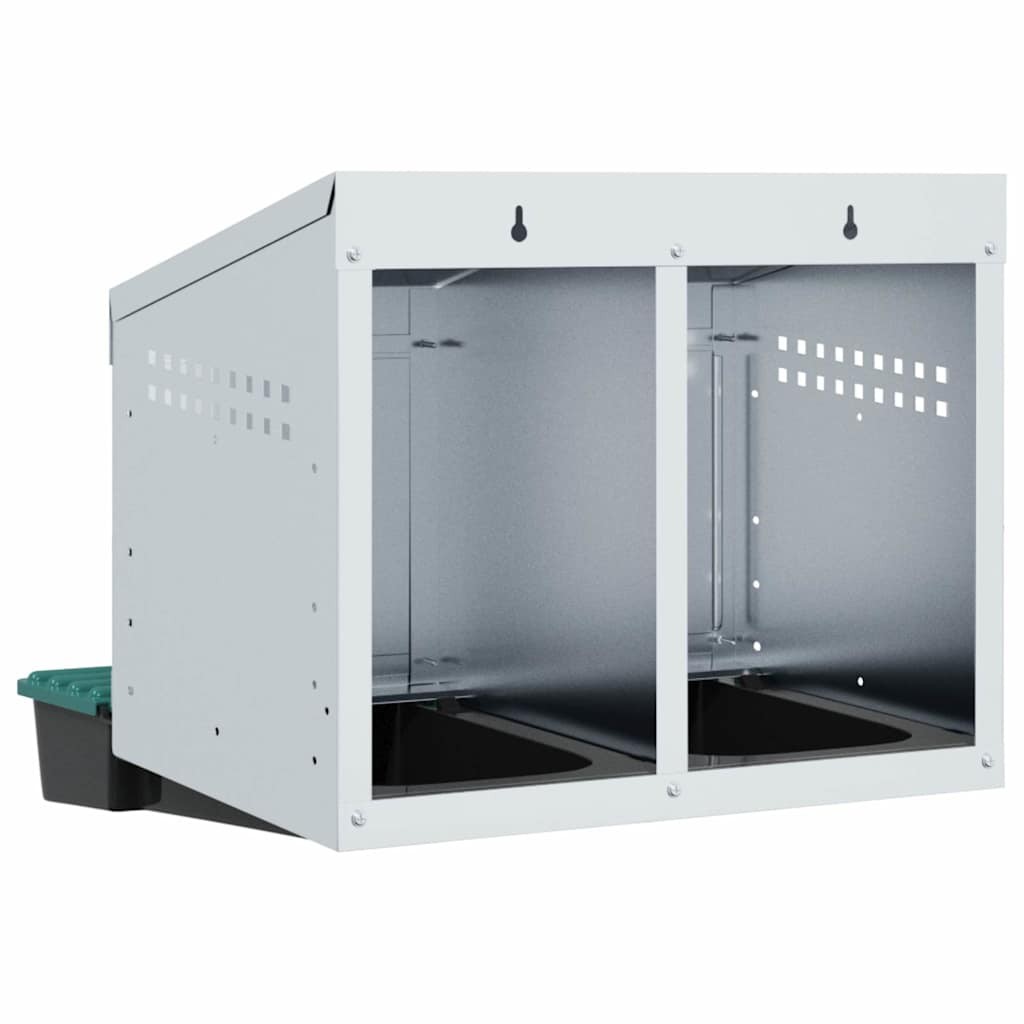 Nido para gallinas con 2 compartimentos de acero galvanizado para montar en la pared