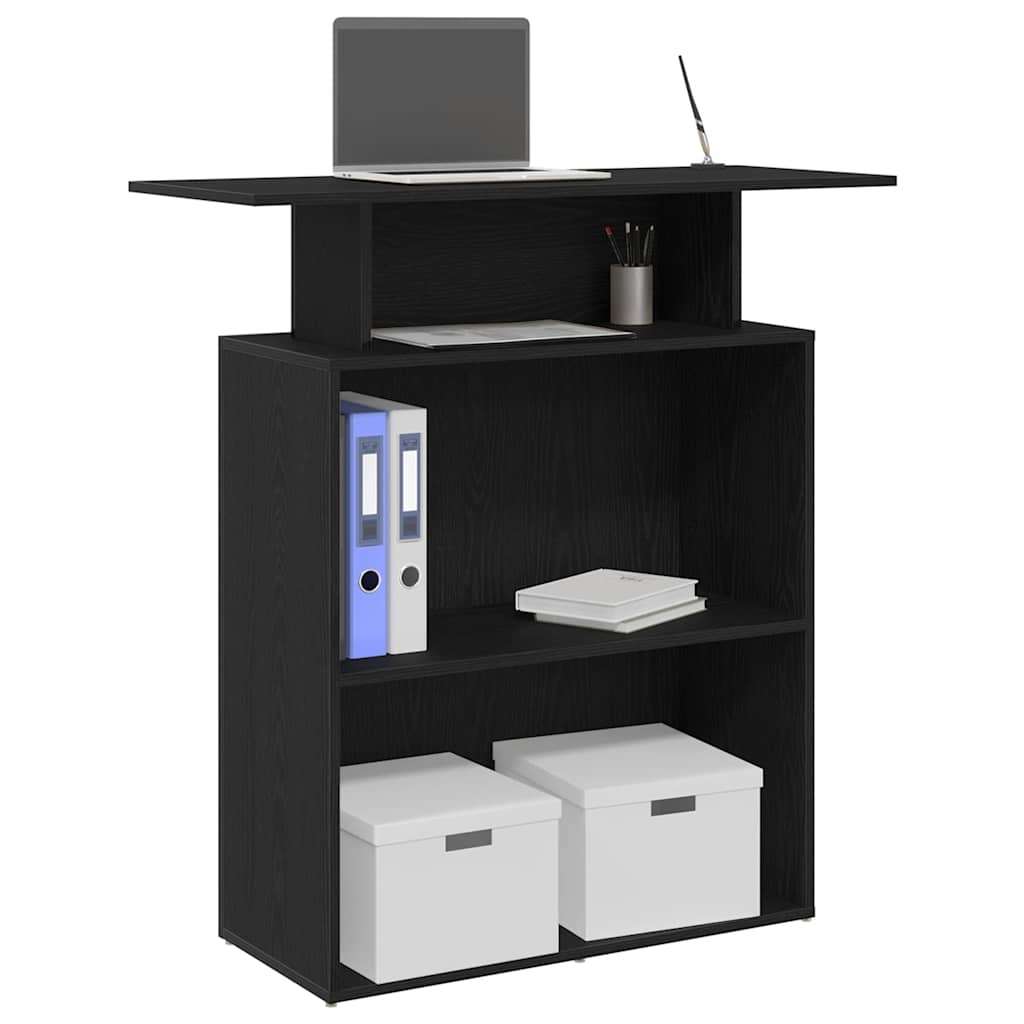 Escritorio de recepción roble negro 100x50x103,5 cm madera de ingeniería