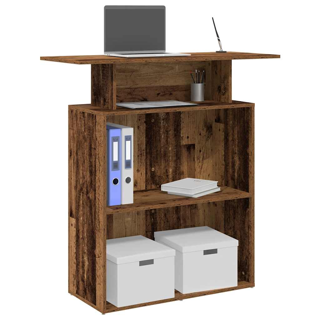 Escritorio de recepción roble negro 100x50x103,5 cm madera de ingeniería