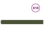 Bordes césped 10 uds acero laminado frío verde oliva 10x103 cm