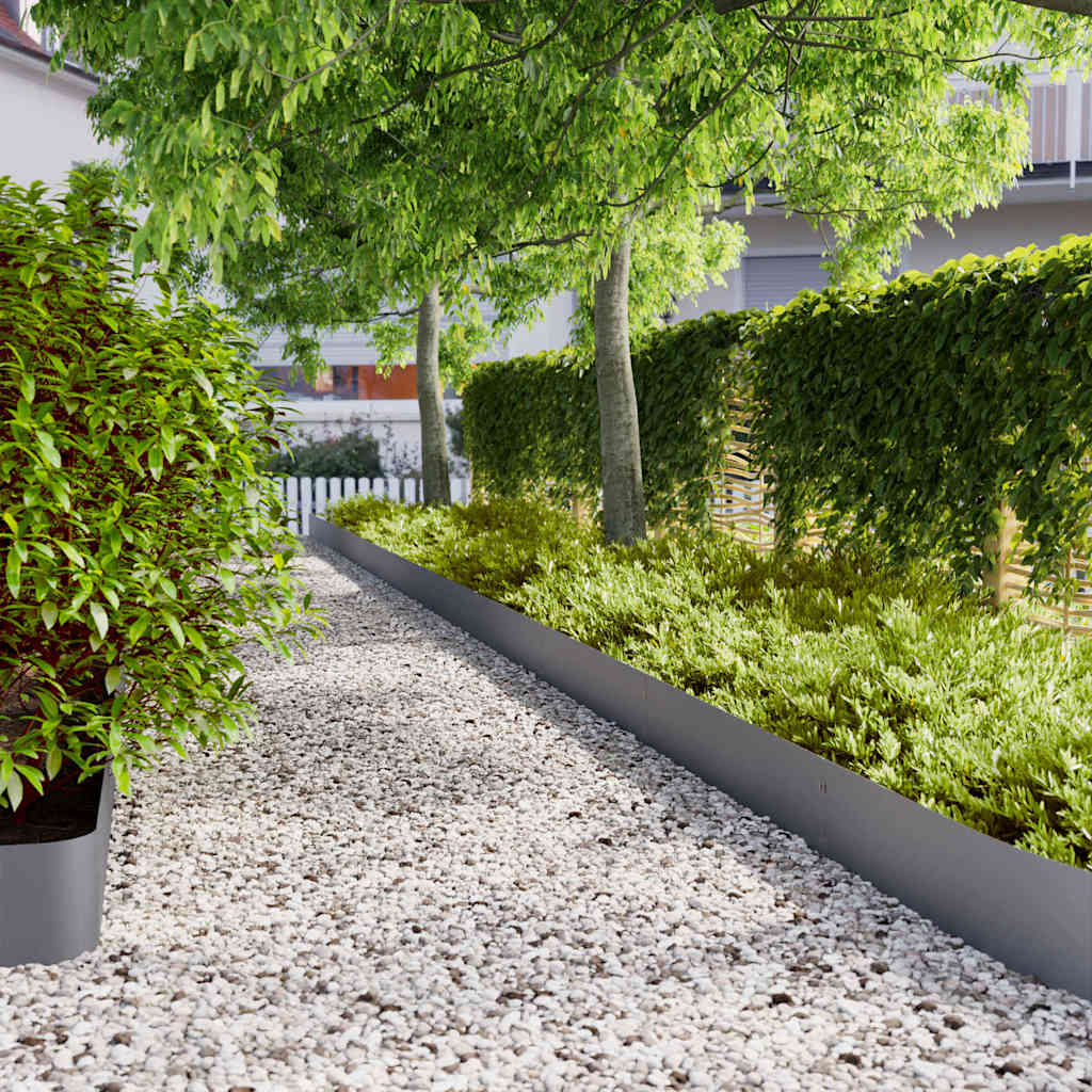 Bordes césped 10 uds acero laminado frío verde oliva 10x103 cm