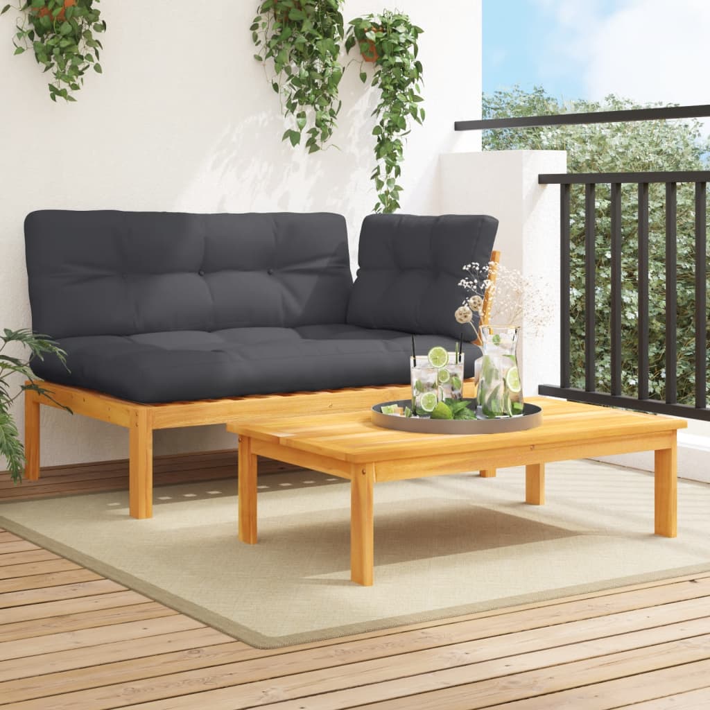 Set de sofás de palets de jardín 3 pzas madera maciza de acacia