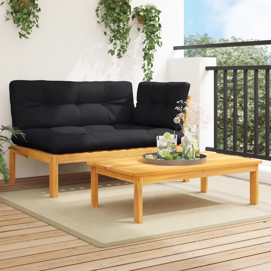 Set de sofás de palets de jardín 3 pzas madera maciza de acacia