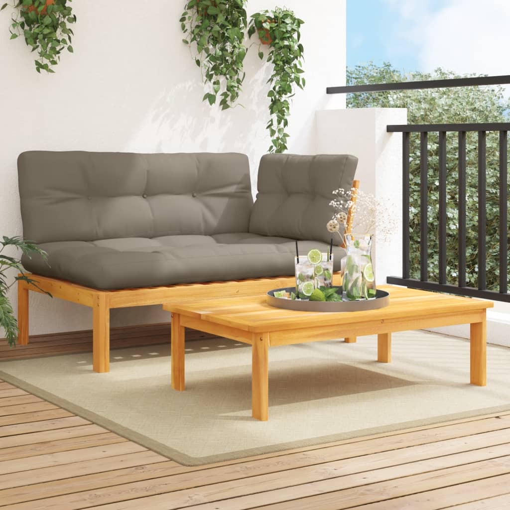 Set de sofás de palets de jardín 3 pzas madera maciza de acacia