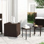 3-piece garden side tables in brown synthetic rattan