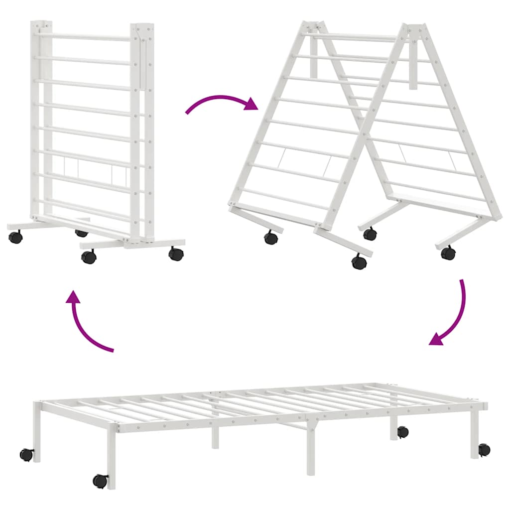 Estructura de cama sin colchón plegable blanco acero 100x190 cm