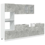 Conjunto de armarios de cocina Lyon de 7 piezas en madera de ingeniería gris hormigón