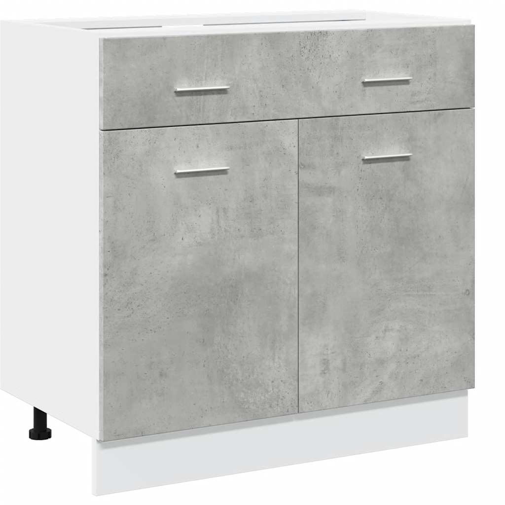 Conjunto de armarios de cocina Lyon de 7 piezas en madera de ingeniería gris hormigón