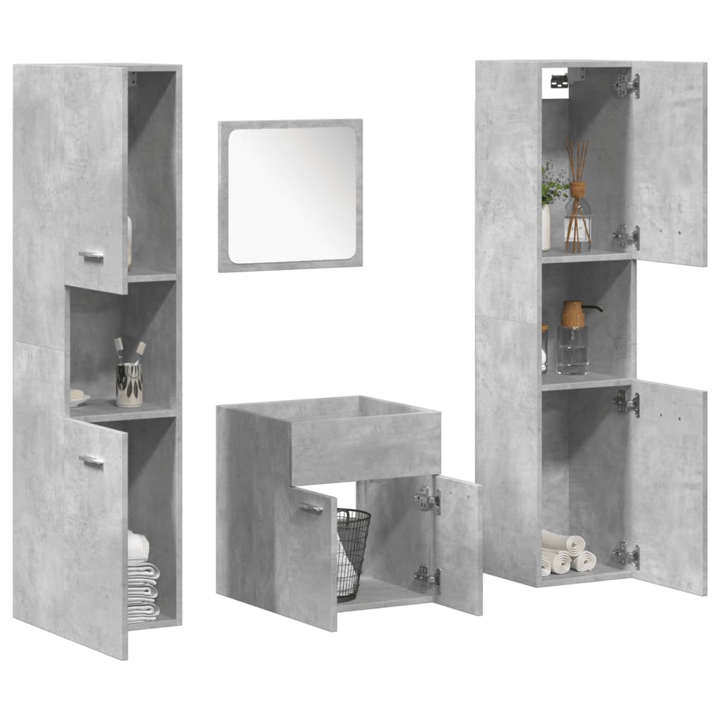 Juego de muebles de baño 4 pzas contrachapada roble Sonoma