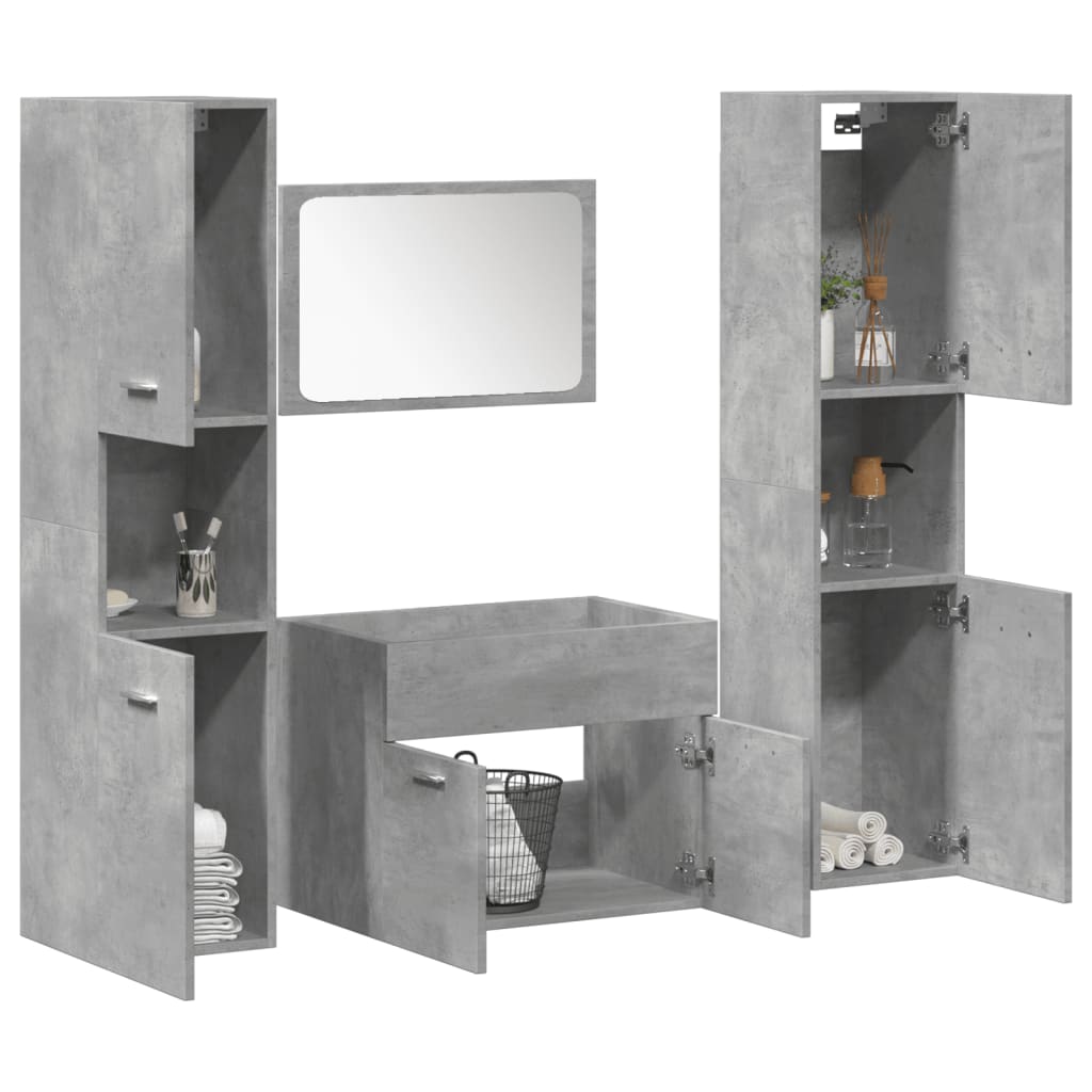 Juego de muebles de baño 4 pzas contrachapada roble Sonoma