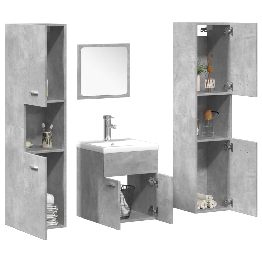 Juego de muebles de baño 4 pzas contrachapada roble Sonoma