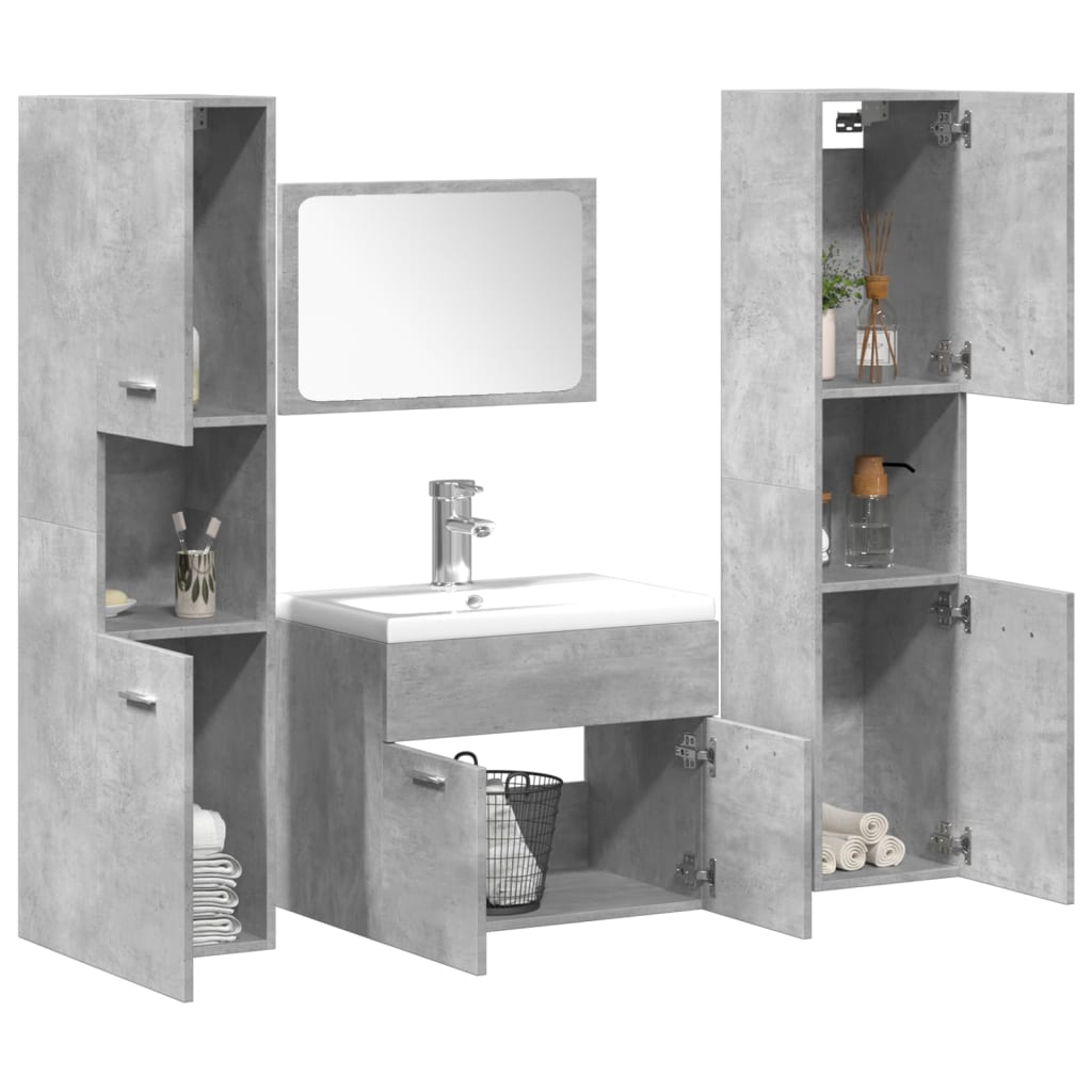 Juego de muebles de baño 4 pzas contrachapada roble Sonoma