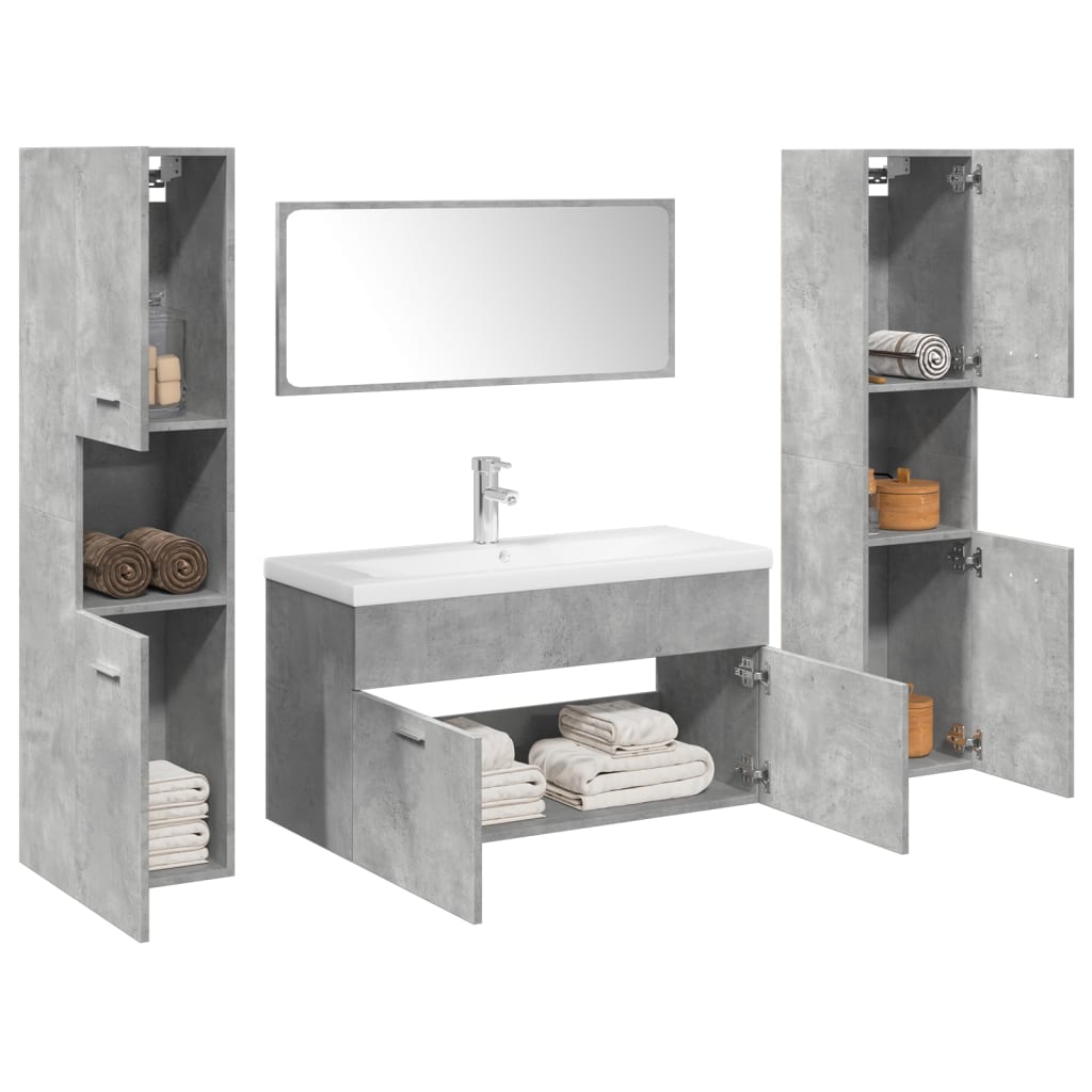 Juego de muebles de baño 4 pzas contrachapada roble Sonoma
