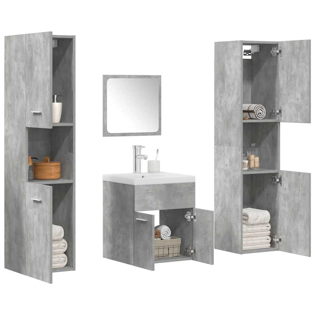 Set muebles de baño 2 piezas madera contrachapada gris hormigón