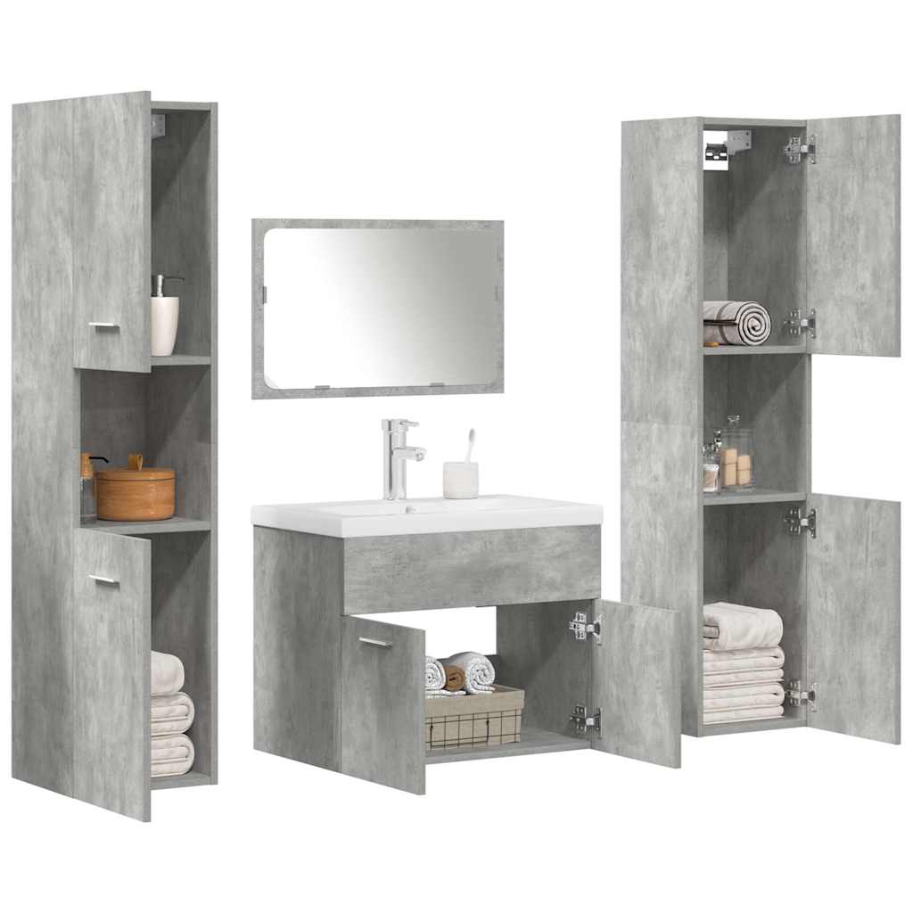Set muebles de baño 2 piezas madera contrachapada gris hormigón