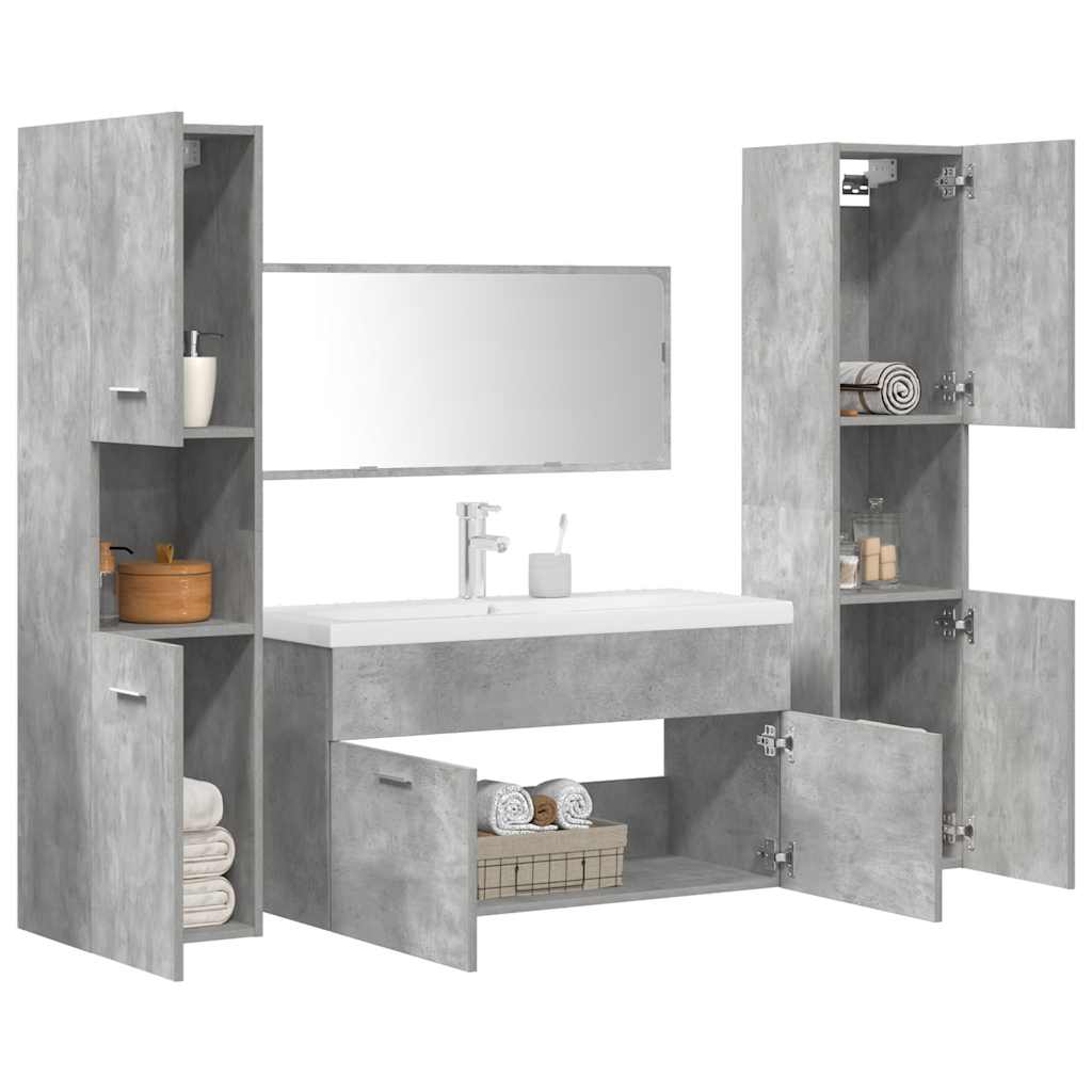 Set muebles de baño 2 piezas madera contrachapada gris hormigón