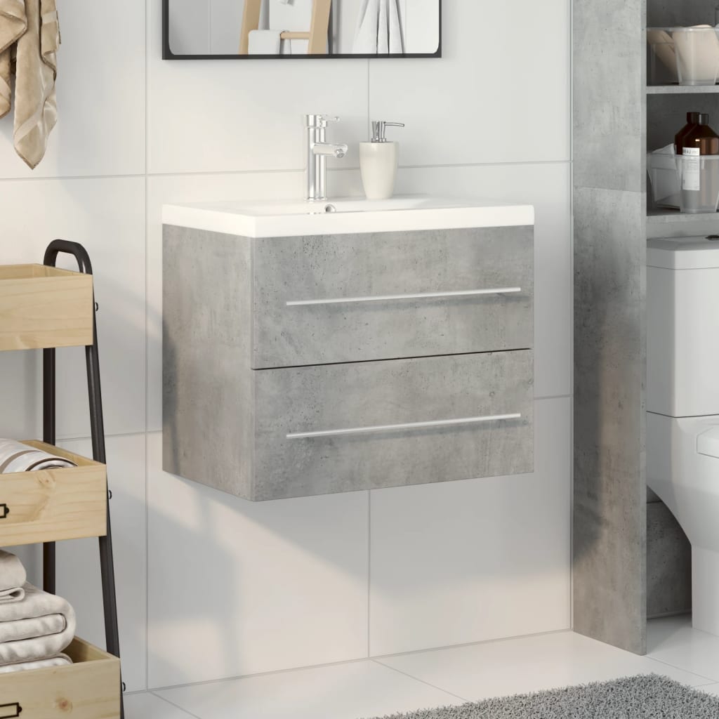 Set muebles de baño 2 piezas madera contrachapada gris hormigón