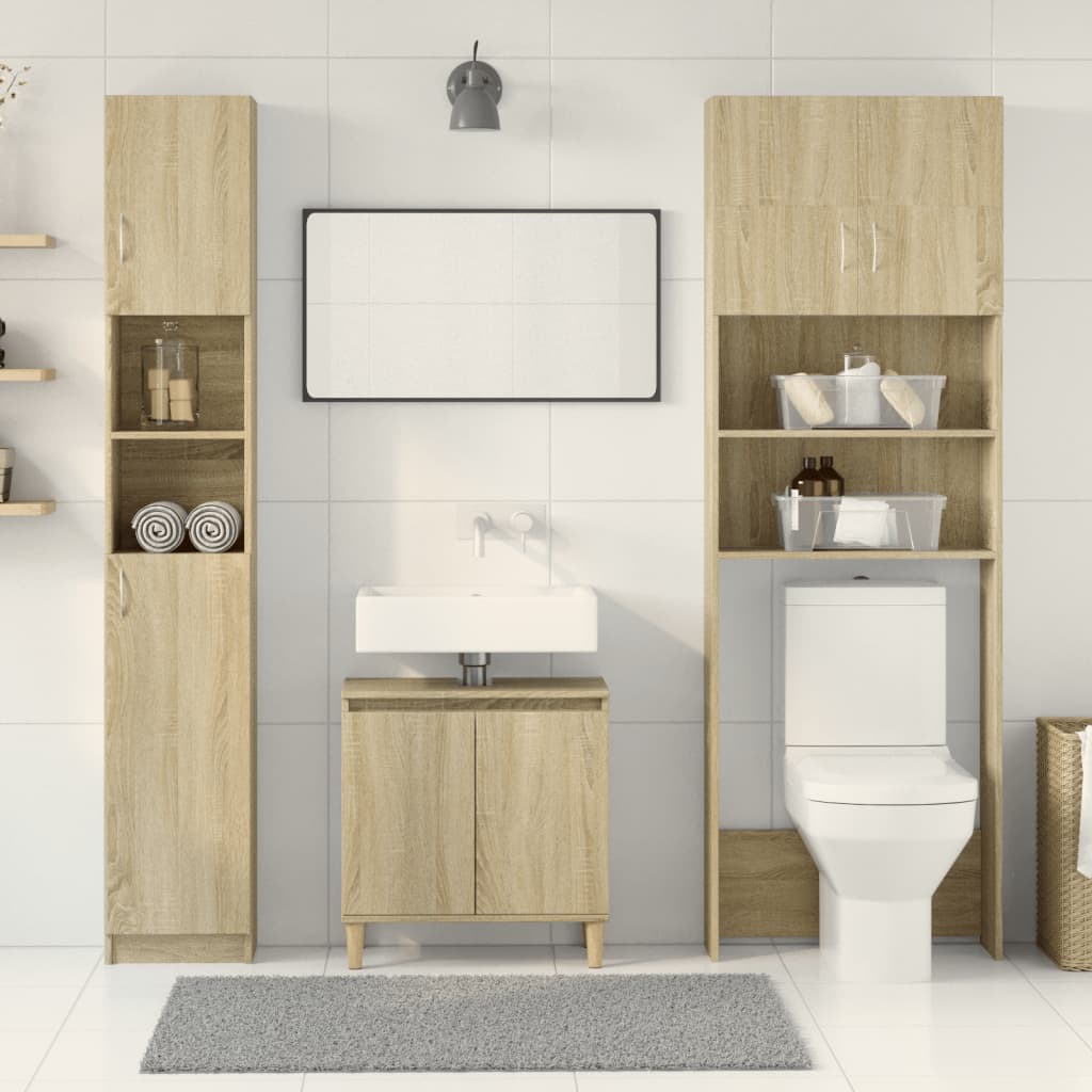 Juego de muebles de baño 2 pzas madera ingeniería roble Sonoma