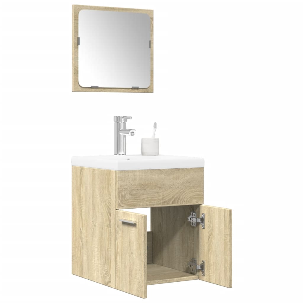 Set de muebles de baño 2 pzas madera contrachapada roble Sonoma