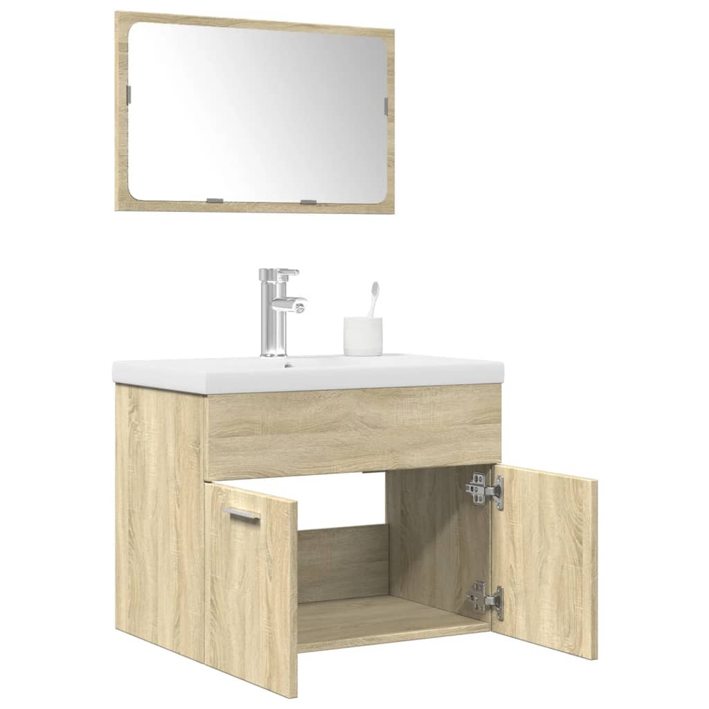 Set de muebles de baño 2 pzas madera contrachapada roble Sonoma