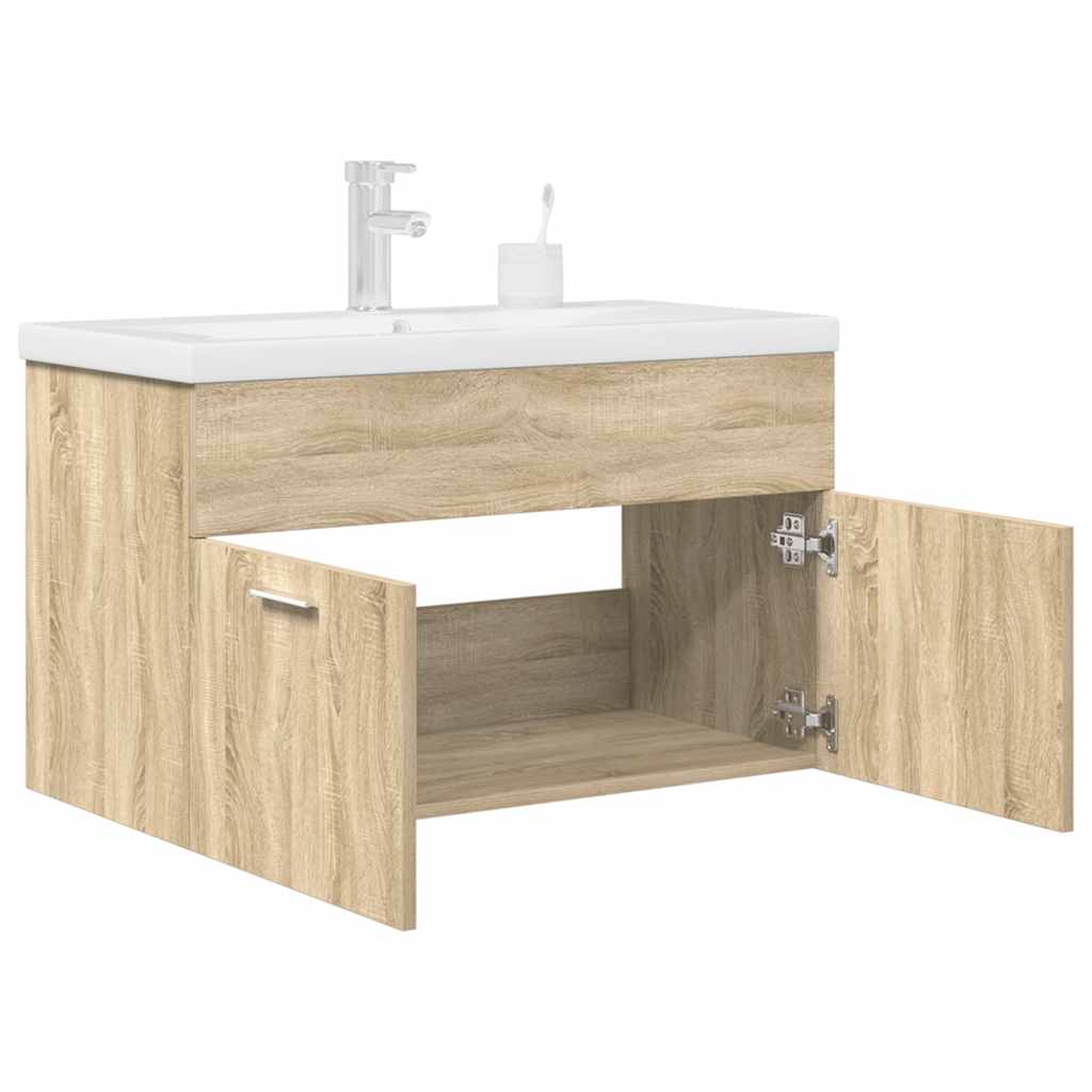 Mueble de baño con lavabo incorporado y grifo gris hormigón
