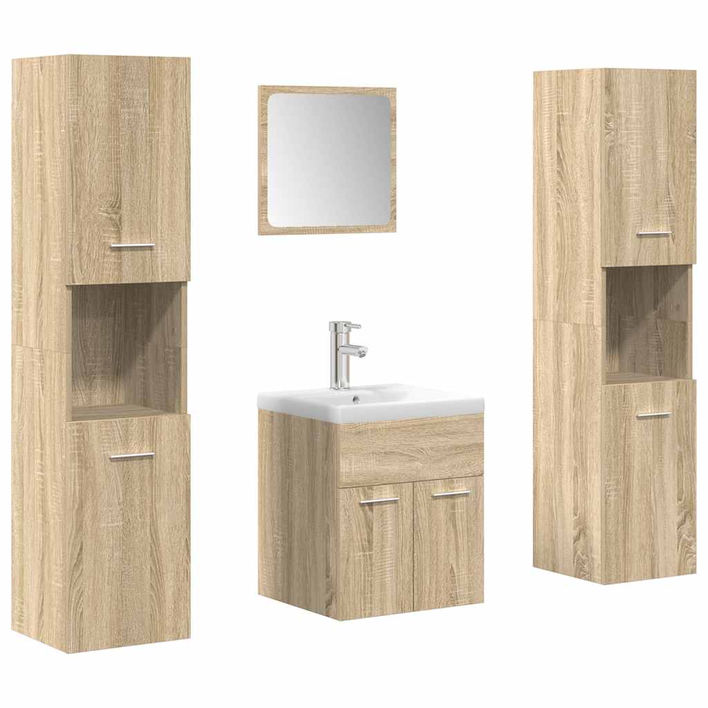 Juego de muebles de baño 5 pzas madera ingeniería roble Sonoma