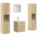 Juego de muebles de baño 5 pzas madera ingeniería roble Sonoma