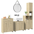 Juego de muebles de baño 4 pzas contrachapada roble Sonoma