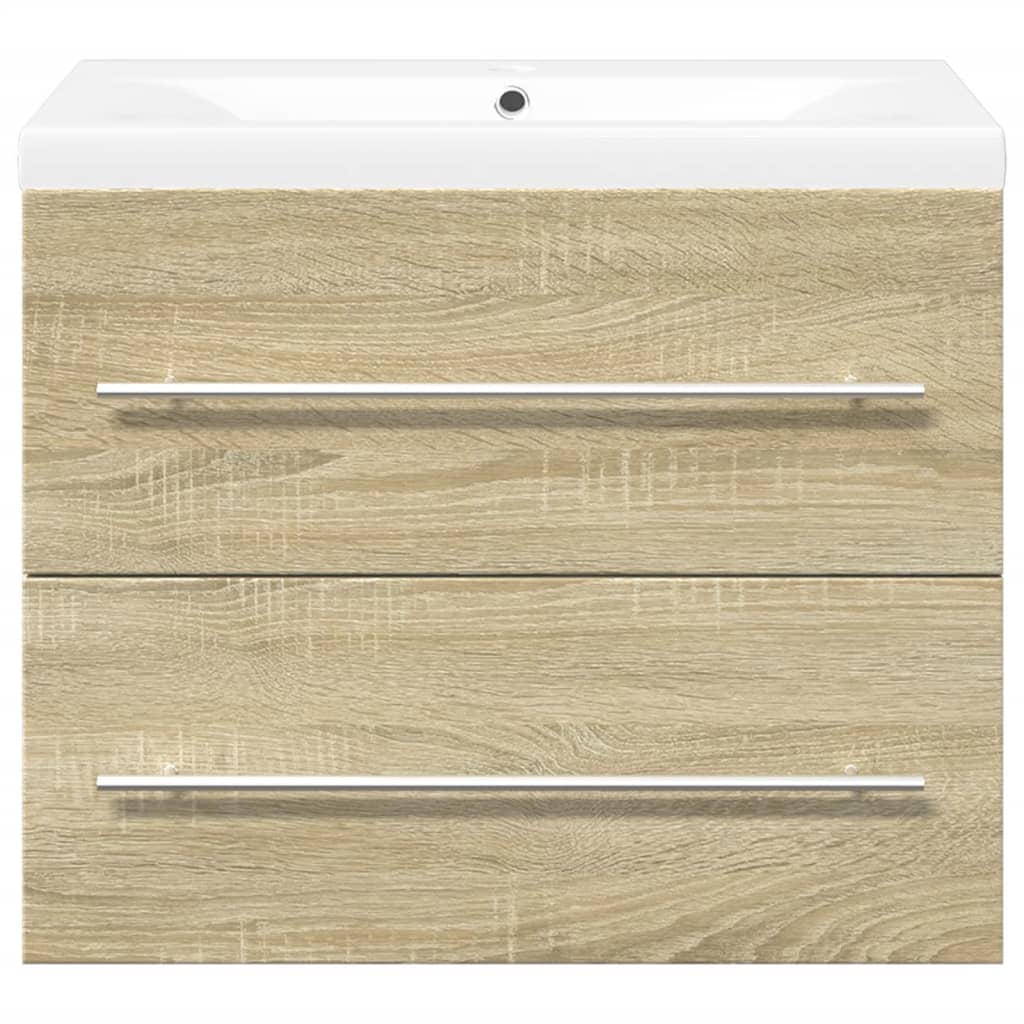 Set de muebles de baño 2 pzas madera contrachapada roble Sonoma