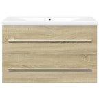 Set de muebles de baño 2 pzas madera contrachapada roble Sonoma