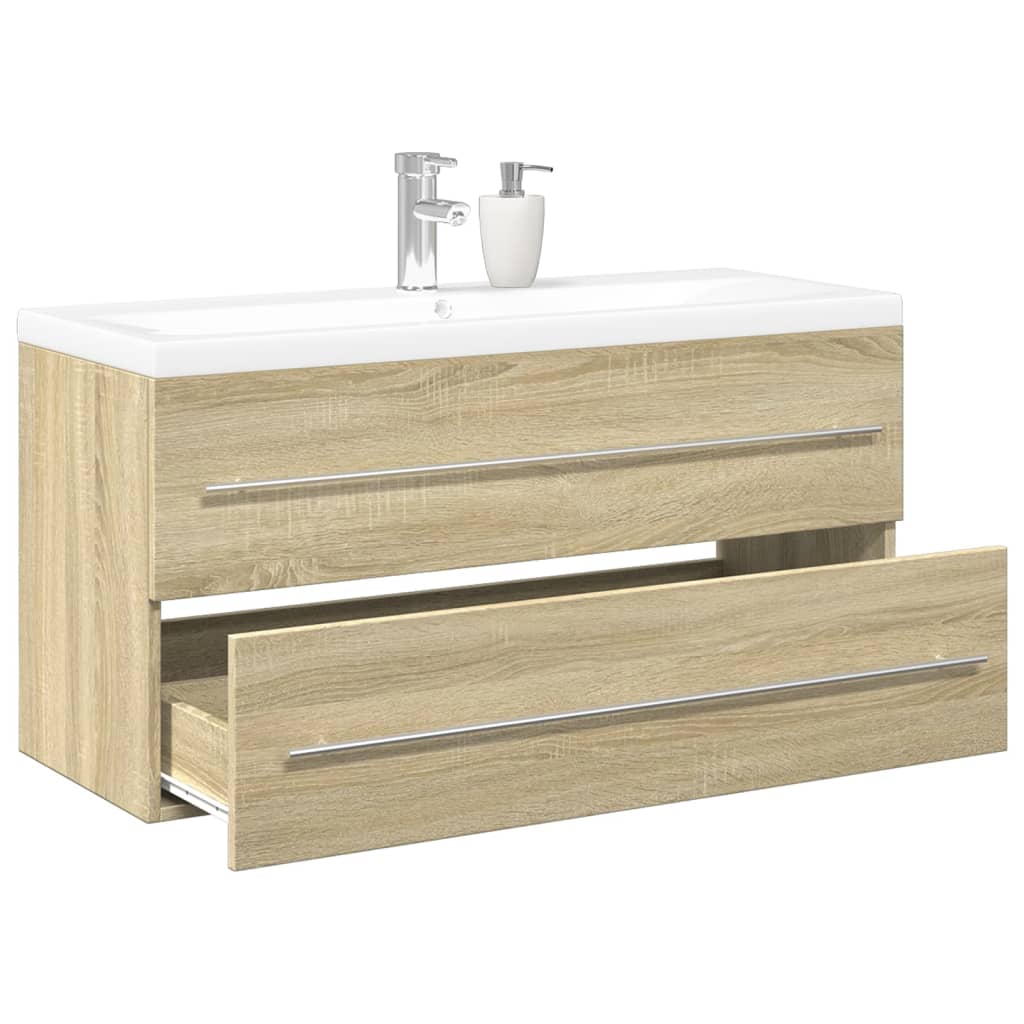 Set de muebles de baño 2 pzas madera contrachapada roble Sonoma