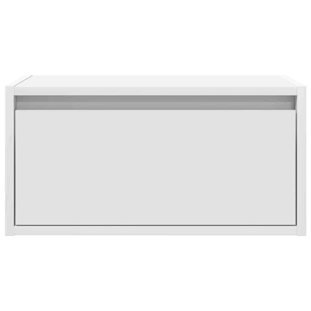Mesitas de noche de pared con luces LED 2 unidades blanco