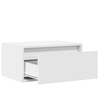 Mesitas de noche de pared con luces LED 2 unidades blanco
