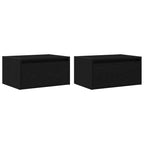 Mesitas de noche de pared con luces LED 2 unidades roble negro