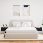Mesitas de noche de pared con luces LED 2 unidades roble negro